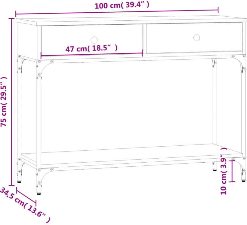 ΤΡΑΠΕΖΙ ΚΟΝΣΟΛΑ ΚΑΠΝΙΣΤΗ ΔΡΥΣ 100X34,5X75 ΕΚ. ΕΠΕΞΕΡΓ. ΞΥΛΟ 833395