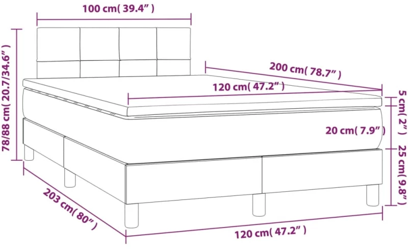 ΚΡΕΒΑΤΙ BOXSPRING ΜΕ ΣΤΡΩΜΑ & LED ΣΚ.ΚΑΦΕ 120X200 ΕΚ ΥΦΑΣΜΑΤΙΝΟ 3133144