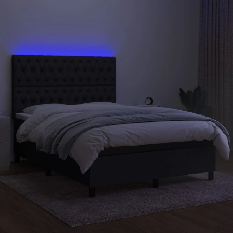 ΚΡΕΒΑΤΙ BOXSPRING ΜΕ ΣΤΡΩΜΑ & LED ΜΑΥΡΟ 140X200 ΕΚ. ΥΦΑΣΜΑΤΙΝΟ 3135119