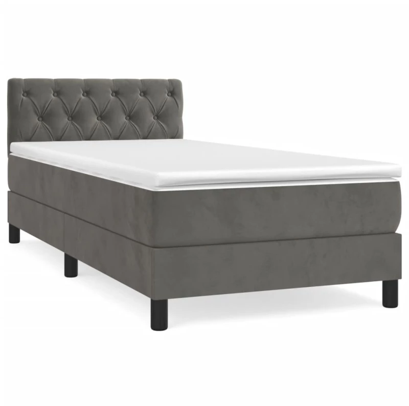 ΚΡΕΒΑΤΙ BOXSPRING ΜΕ ΣΤΡΩΜΑ ΣΚΟΥΡΟ ΓΚΡΙ 80X200 ΕΚ. ΒΕΛΟΥΔΙΝΟ 3141450