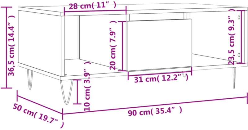 ΤΡΑΠΕΖΑΚΙ ΣΑΛΟΝΙΟΥ ΛΕΥΚΟ 90 X 50 X 36,5 ΕΚ. ΕΠΕΞΕΡΓΑΣΜΕΝΟ ΞΥΛΟ 830588