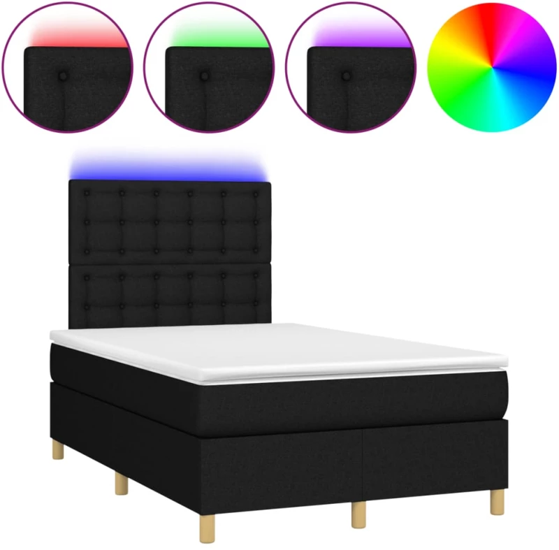 ΚΡΕΒΑΤΙ BOXSPRING ΜΕ ΣΤΡΩΜΑ & LED ΜΑΥΡΟ 120X200 ΕΚ. ΥΦΑΣΜΑΤΙΝΟ 3135743