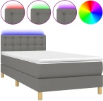 ΚΡΕΒΑΤΙ BOXSPRING ΜΕ ΣΤΡΩΜΑ & LED ΣΚ.ΓΚΡΙ 90X200 ΕΚ. ΥΦΑΣΜΑΤΙΝΟ 3134006