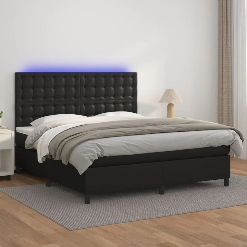 ΚΡΕΒΑΤΙ BOXSPRING ΜΕ ΣΤΡΩΜΑ & LED ΜΑΥΡΟ 160X200 ΕΚ. ΣΥΝΘ. ΔΕΡΜΑ 3135951