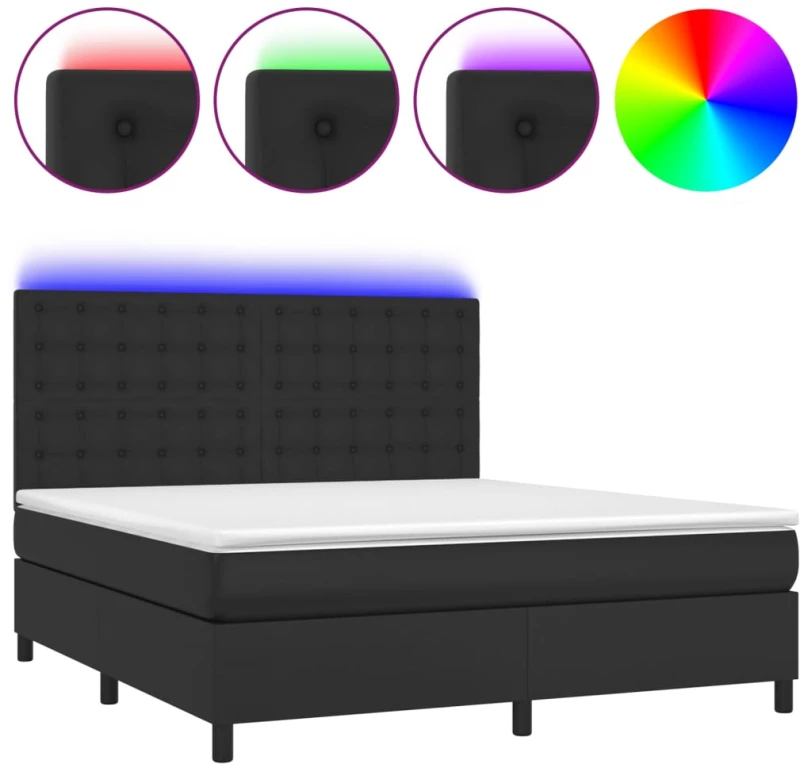 ΚΡΕΒΑΤΙ BOXSPRING ΜΕ ΣΤΡΩΜΑ & LED ΜΑΥΡΟ 160X200 ΕΚ. ΣΥΝΘ. ΔΕΡΜΑ 3135951