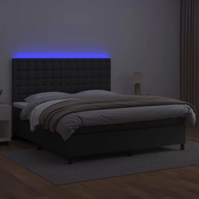 ΚΡΕΒΑΤΙ BOXSPRING ΜΕ ΣΤΡΩΜΑ & LED ΜΑΥΡΟ 160X200 ΕΚ. ΣΥΝΘ. ΔΕΡΜΑ 3135951