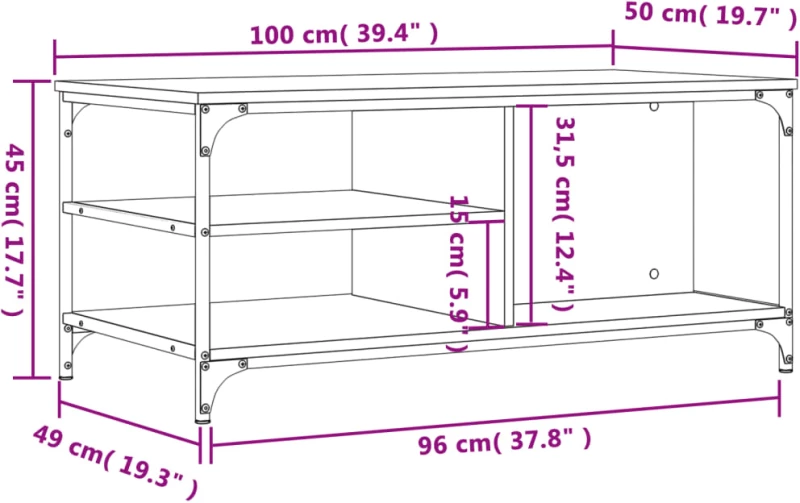 ΤΡΑΠΕΖΑΚΙ ΣΑΛΟΝΙΟΥ ΓΚΡΙ SONOMA 100X50X45 ΕΚ. ΕΠΕΞΕΡΓΑΣΜΕΝΟ ΞΥΛΟ 835307