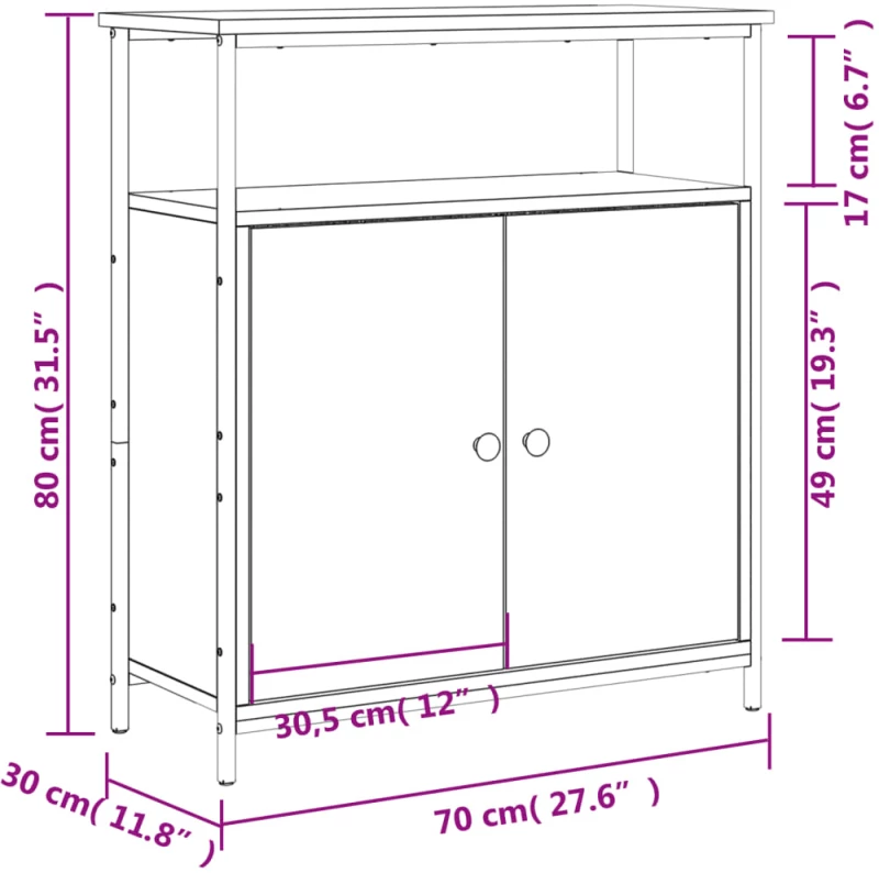 ΝΤΟΥΛΑΠΙ ΓΚΡΙ SONOMA 70 X 30 X 80 ΕΚ. ΑΠΟ ΕΠΕΞΕΡΓ. ΞΥΛΟ 835532
