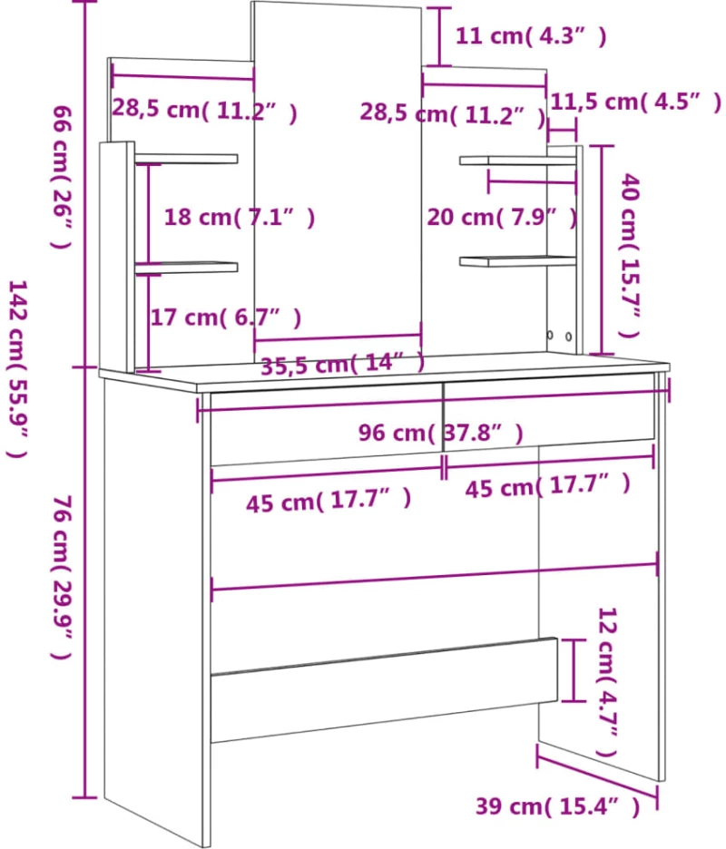 ΜΠΟΥΝΤΟΥΑΡ ΜΕ ΚΑΘΡΕΦΤΗ SONOMA ΔΡΥΣ 96 X 39 X 142 ΕΚ. 837576
