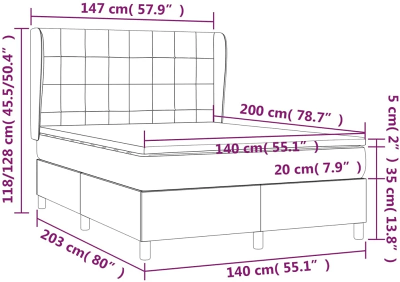 ΚΡΕΒΑΤΙ BOXSPRING ΜΕ ΣΤΡΩΜΑ ΑΝΟΙΧΤΟ ΓΚΡΙ 140X200 ΕΚ. ΥΦΑΣΜΑΤΙΝΟ 3127965