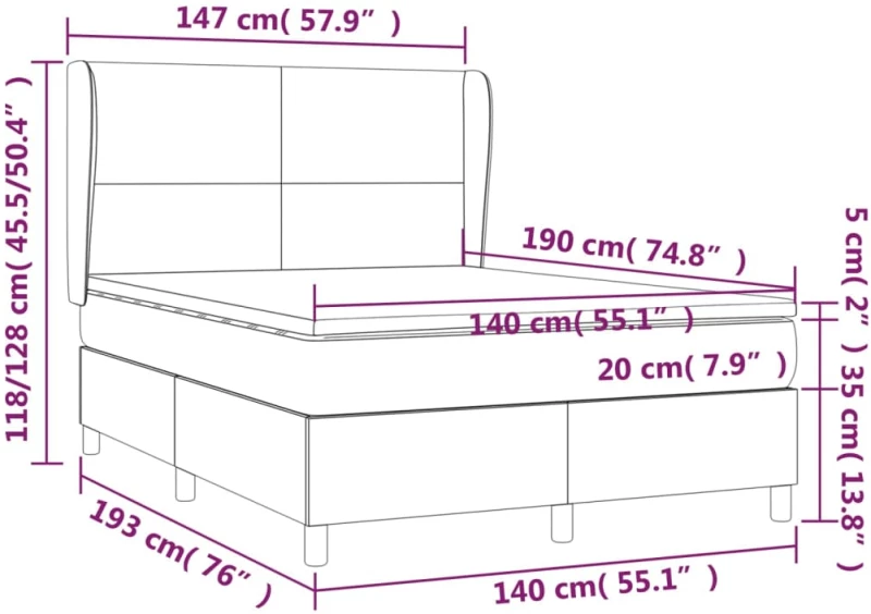 ΚΡΕΒΑΤΙ BOXSPRING ΜΕ ΣΤΡΩΜΑ ΑΝΟΙΧΤΟ ΓΚΡΙ 140X190 ΕΚ. ΒΕΛΟΥΔΙΝΟ 3129087