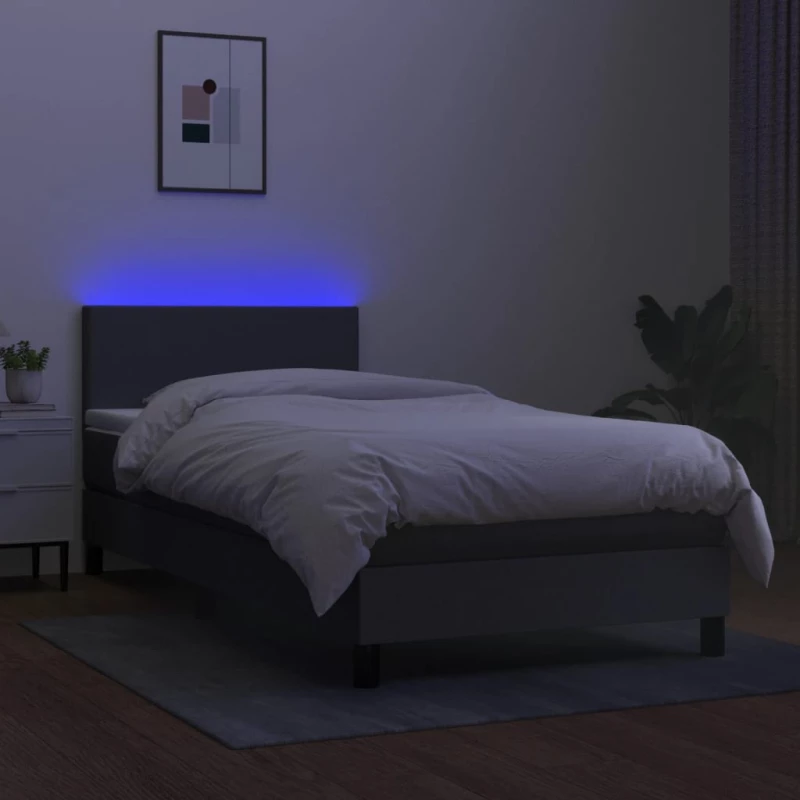 ΚΡΕΒΑΤΙ BOXSPRING ΜΕ ΣΤΡΩΜΑ & LED ΣΚ.ΓΚΡΙ 90X200 ΕΚ. ΥΦΑΣΜΑΤΙΝΟ 3132966