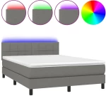 ΚΡΕΒΑΤΙ BOXSPRING ΜΕ ΣΤΡΩΜΑ & LED ΣΚ.ΓΚΡΙ 140X190 ΕΚ ΥΦΑΣΜΑΤΙΝΟ 3133150