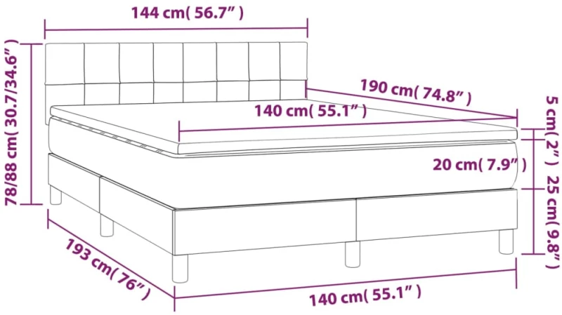 ΚΡΕΒΑΤΙ BOXSPRING ΜΕ ΣΤΡΩΜΑ & LED ΣΚ.ΓΚΡΙ 140X190 ΕΚ ΥΦΑΣΜΑΤΙΝΟ 3133150