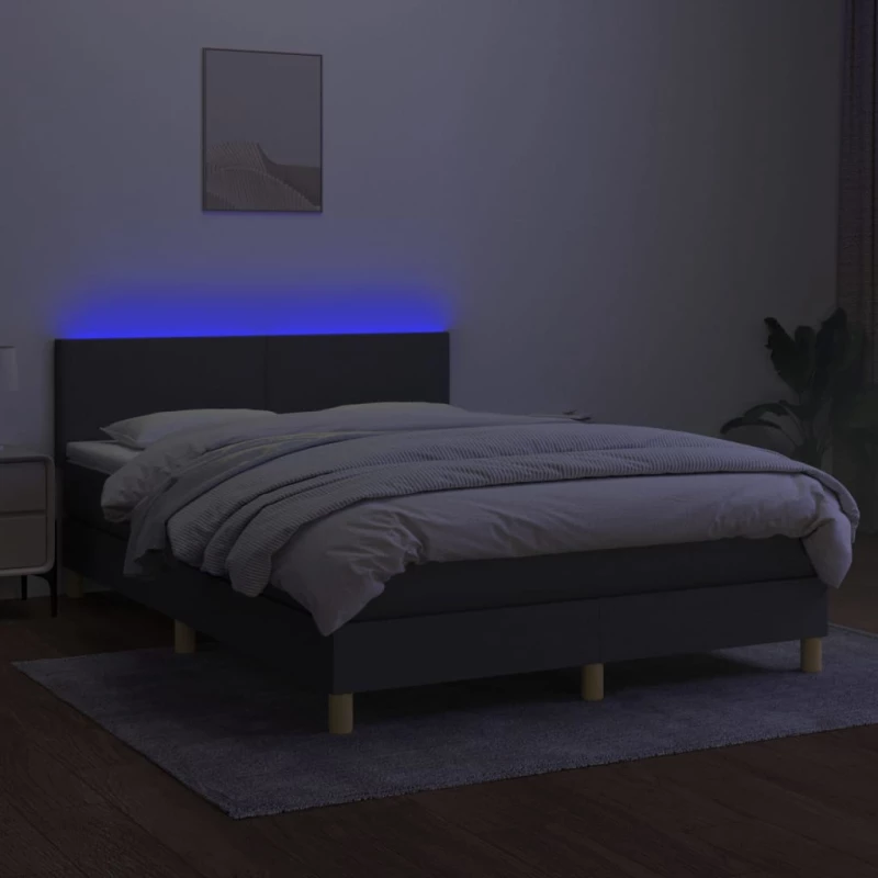 ΚΡΕΒΑΤΙ BOXSPRING ΜΕ ΣΤΡΩΜΑ & LED ΣΚ.ΓΚΡΙ 140X200 ΕΚ ΥΦΑΣΜΑΤΙΝΟ 3133558
