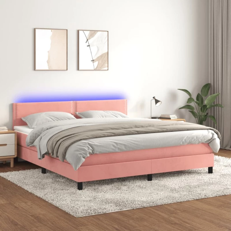 ΚΡΕΒΑΤΙ BOXSPRING ΜΕ ΣΤΡΩΜΑ & LED ΡΟΖ 180X200 ΕΚ. ΒΕΛΟΥΔΙΝΟ 3134362