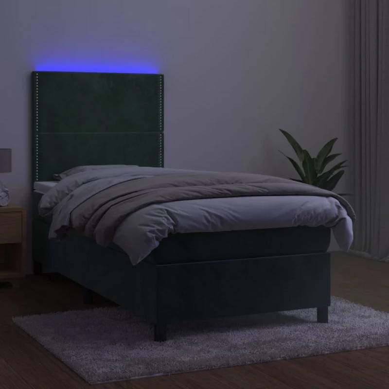 ΚΡΕΒΑΤΙ BOXSPRING ΜΕ ΣΤΡΩΜΑ & LED ΣΚ. ΠΡΑΣΙΝΟ 100X200ΕΚ ΒΕΛΟΥΔΟ 3136050