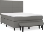 ΚΡΕΒΑΤΙ BOXSPRING ΜΕ ΣΤΡΩΜΑ ΣΚΟΥΡΟ ΓΚΡΙ 140X190 ΕΚ. ΥΦΑΣΜΑΤΙΝΟ 3136430
