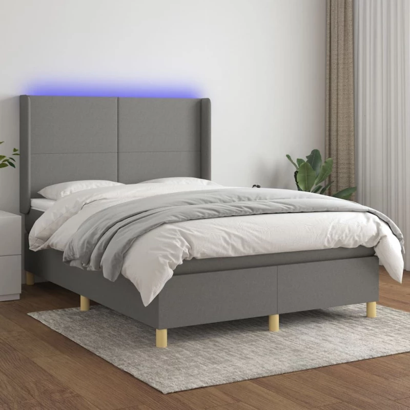 ΚΡΕΒΑΤΙ BOXSPRING ΜΕ ΣΤΡΩΜΑ & LED ΣΚ.ΓΚΡΙ 140X190ΕΚ. ΥΦΑΣΜΑΤΙΝΟ 3138710