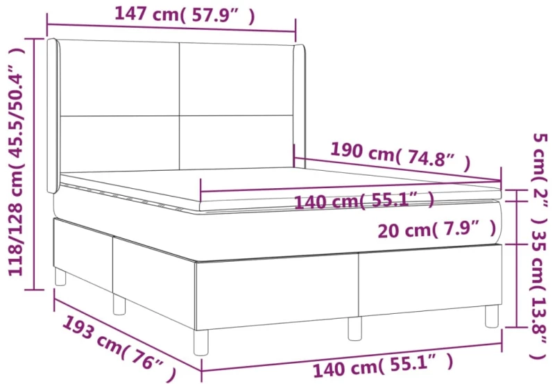 ΚΡΕΒΑΤΙ BOXSPRING ΜΕ ΣΤΡΩΜΑ & LED ΣΚ.ΓΚΡΙ 140X190ΕΚ. ΥΦΑΣΜΑΤΙΝΟ 3138710