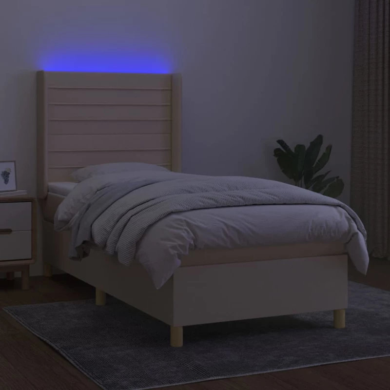ΚΡΕΒΑΤΙ BOXSPRING ΜΕ ΣΤΡΩΜΑ & LED ΚΡΕΜ 100X200 ΕΚ. ΥΦΑΣΜΑΤΙΝΟ 3138938