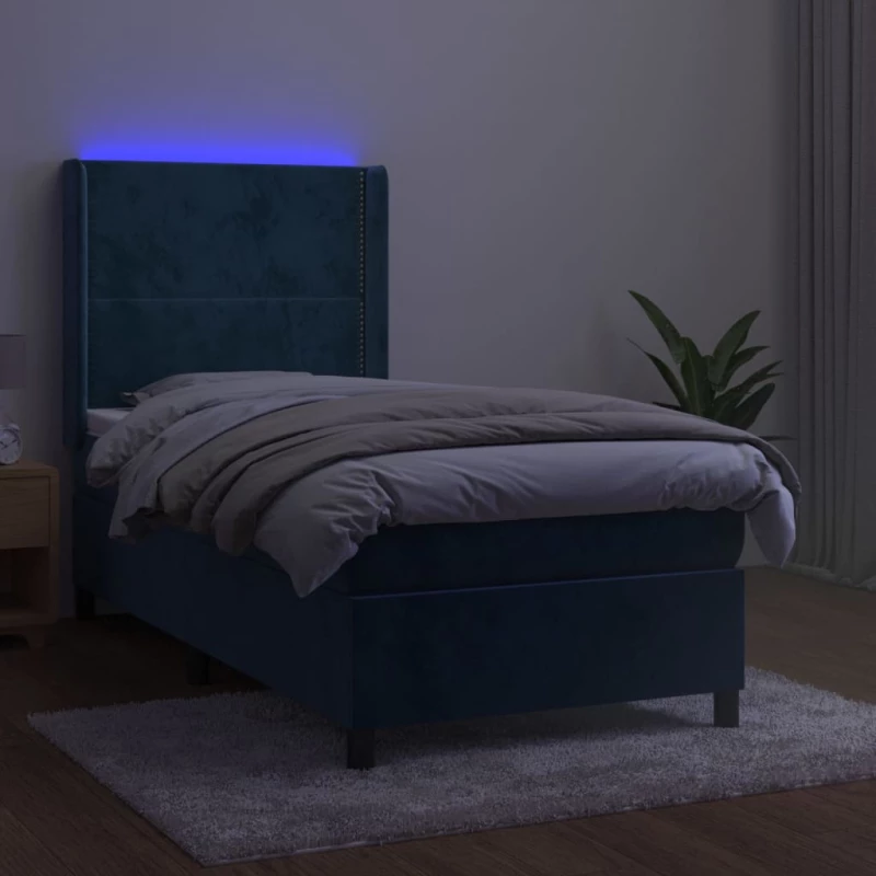 ΚΡΕΒΑΤΙ BOXSPRING ΜΕ ΣΤΡΩΜΑ & LED ΣΚ. ΜΠΛΕ 100X200ΕΚ. ΒΕΛΟΥΔΙΝΟ 3139491