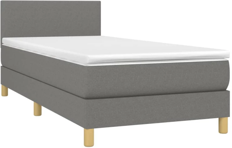 ΚΡΕΒΑΤΙ BOXSPRING ΜΕ ΣΤΡΩΜΑ ΣΚΟΥΡΟ ΓΚΡΙ 90X190 ΕΚ. ΥΦΑΣΜΑΤΙΝΟ 3140418