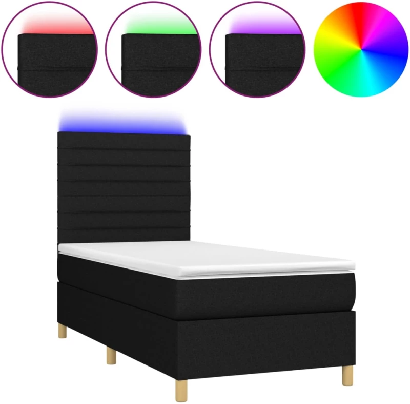 ΚΡΕΒΑΤΙ BOXSPRING ΜΕ ΣΤΡΩΜΑ & LED ΜΑΥΡΟ 100X200 ΕΚ. ΥΦΑΣΜΑΤΙΝΟ 3135495