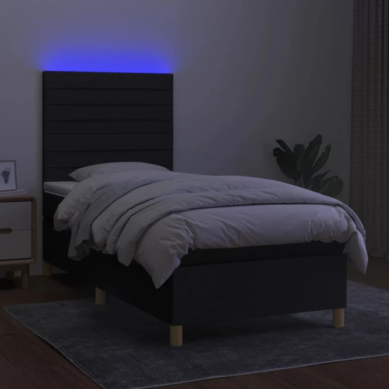 ΚΡΕΒΑΤΙ BOXSPRING ΜΕ ΣΤΡΩΜΑ & LED ΜΑΥΡΟ 100X200 ΕΚ. ΥΦΑΣΜΑΤΙΝΟ 3135495