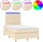 ΚΡΕΒΑΤΙ BOXSPRING ΜΕ ΣΤΡΩΜΑ & LED ΚΡΕΜ 120X200 ΕΚ. ΥΦΑΣΜΑΤΙΝΟ 3135506