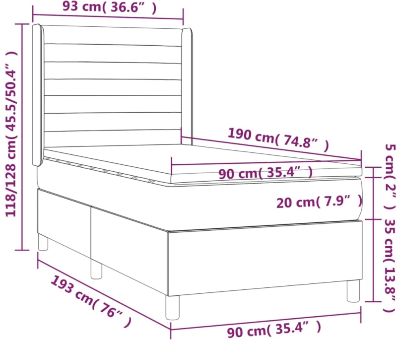 ΚΡΕΒΑΤΙ BOXSPRING ΜΕ ΣΤΡΩΜΑ ΑΝΟΙΧΤΟ ΓΚΡΙ 90X190 ΕΚ. ΥΦΑΣΜΑΤΙΝΟ 3131473