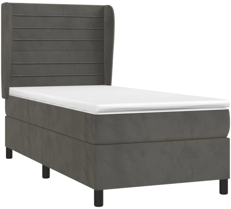 ΚΡΕΒΑΤΙ BOXSPRING ΜΕ ΣΤΡΩΜΑ ΣΚΟΥΡΟ ΓΚΡΙ 90X190 ΕΚ. ΒΕΛΟΥΔΙΝΟ 3129244