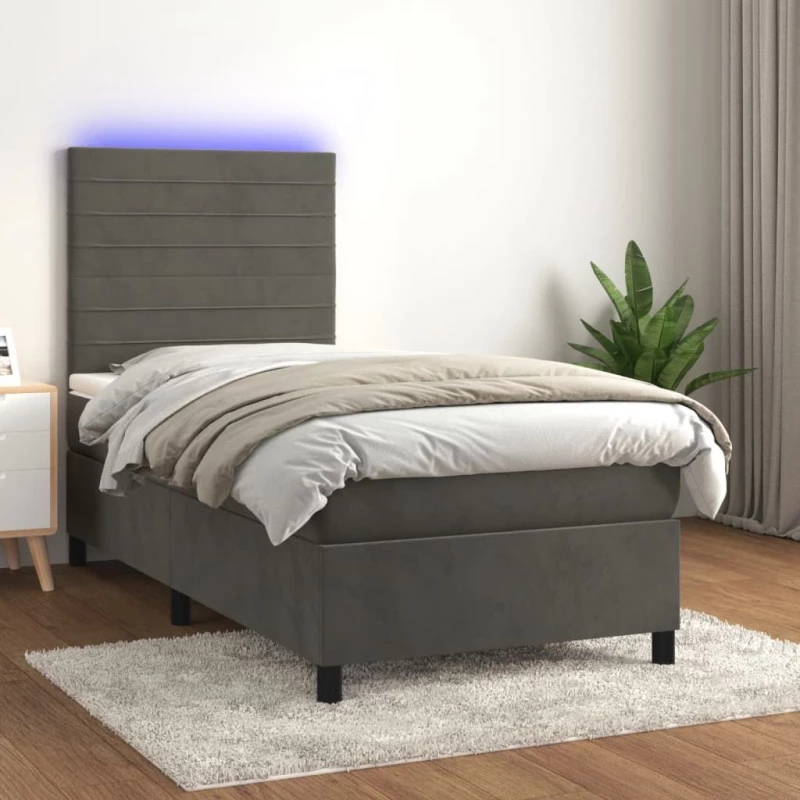 ΚΡΕΒΑΤΙ BOXSPRING ΜΕ ΣΤΡΩΜΑ & LED ΣΚ. ΓΚΡΙ 90X200 ΕΚ. ΒΕΛΟΥΔΙΝΟ 3136162