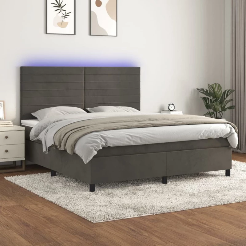 ΚΡΕΒΑΤΙ BOXSPRING ΜΕ ΣΤΡΩΜΑ & LED ΣΚ. ΓΚΡΙ 180X200ΕΚ. ΒΕΛΟΥΔΙΝΟ 3136198