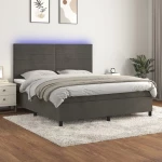 ΚΡΕΒΑΤΙ BOXSPRING ΜΕ ΣΤΡΩΜΑ & LED ΣΚ. ΓΚΡΙ 180X200ΕΚ. ΒΕΛΟΥΔΙΝΟ 3136198