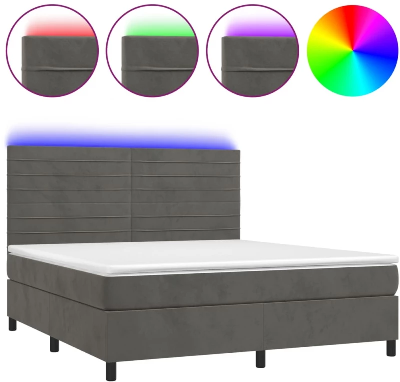 ΚΡΕΒΑΤΙ BOXSPRING ΜΕ ΣΤΡΩΜΑ & LED ΣΚ. ΓΚΡΙ 180X200ΕΚ. ΒΕΛΟΥΔΙΝΟ 3136198