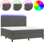 ΚΡΕΒΑΤΙ BOXSPRING ΜΕ ΣΤΡΩΜΑ & LED ΣΚ. ΓΚΡΙ 180X200ΕΚ. ΒΕΛΟΥΔΙΝΟ 3136198