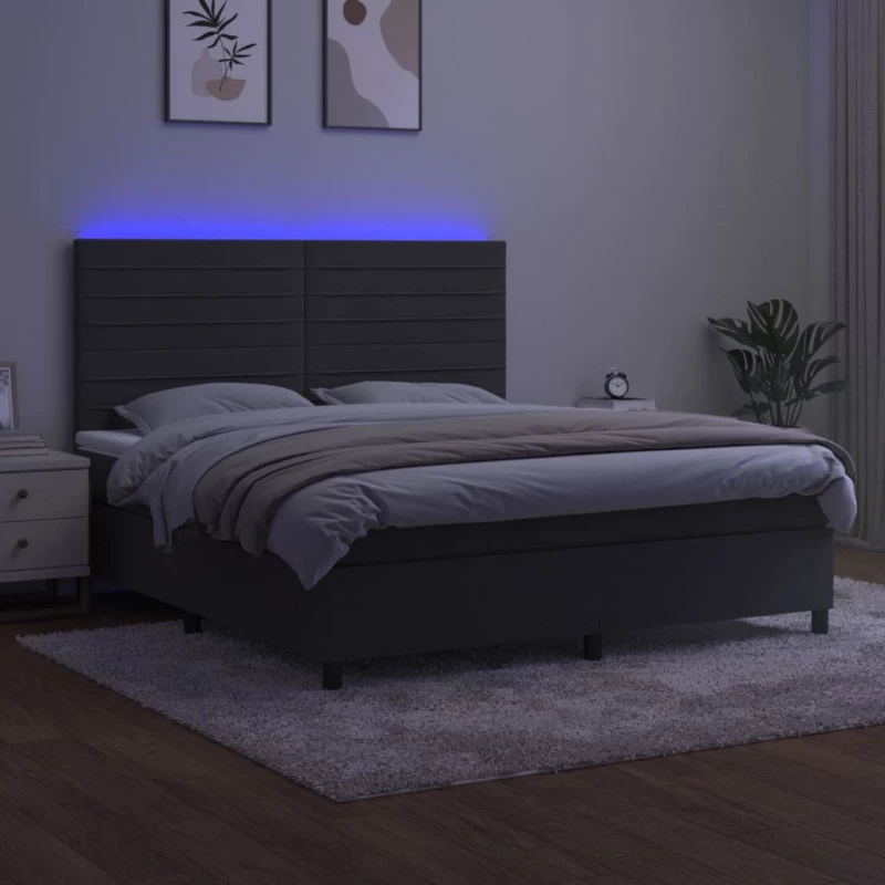 ΚΡΕΒΑΤΙ BOXSPRING ΜΕ ΣΤΡΩΜΑ & LED ΣΚ. ΓΚΡΙ 180X200ΕΚ. ΒΕΛΟΥΔΙΝΟ 3136198