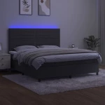 ΚΡΕΒΑΤΙ BOXSPRING ΜΕ ΣΤΡΩΜΑ & LED ΣΚ. ΓΚΡΙ 180X200ΕΚ. ΒΕΛΟΥΔΙΝΟ 3136198
