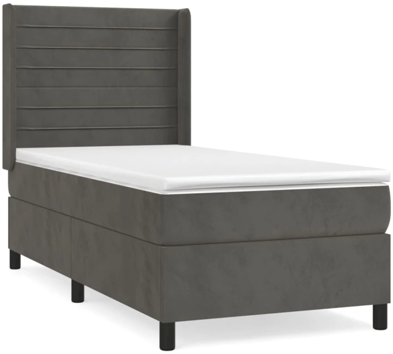ΚΡΕΒΑΤΙ BOXSPRING ΜΕ ΣΤΡΩΜΑ ΣΚΟΥΡΟ ΓΚΡΙ 100X200 ΕΚ. ΒΕΛΟΥΔΙΝΟ 3132724