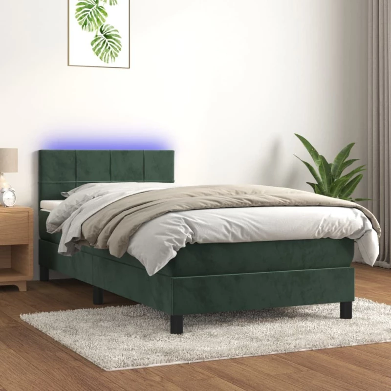 ΚΡΕΒΑΤΙ BOXSPRING ΜΕ ΣΤΡΩΜΑ & LED ΣΚ. ΠΡΑΣΙΝΟ 90X200 ΕΚ ΒΕΛΟΥΔΟ 3134384