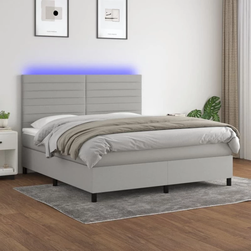 ΚΡΕΒΑΤΙ BOXSPRING ΜΕ ΣΤΡΩΜΑ & LED ΑΝ.ΓΚΡΙ 180X200ΕΚ. ΥΦΑΣΜΑΤΙΝΟ 3134973
