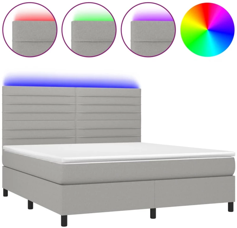 ΚΡΕΒΑΤΙ BOXSPRING ΜΕ ΣΤΡΩΜΑ & LED ΑΝ.ΓΚΡΙ 180X200ΕΚ. ΥΦΑΣΜΑΤΙΝΟ 3134973