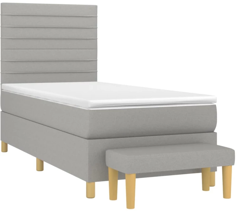 ΚΡΕΒΑΤΙ BOXSPRING ΜΕ ΣΤΡΩΜΑ ΑΝΟΙΧΤΟ ΓΚΡΙ 100X200 ΕΚ. ΥΦΑΣΜΑΤΙΝΟ 3137213