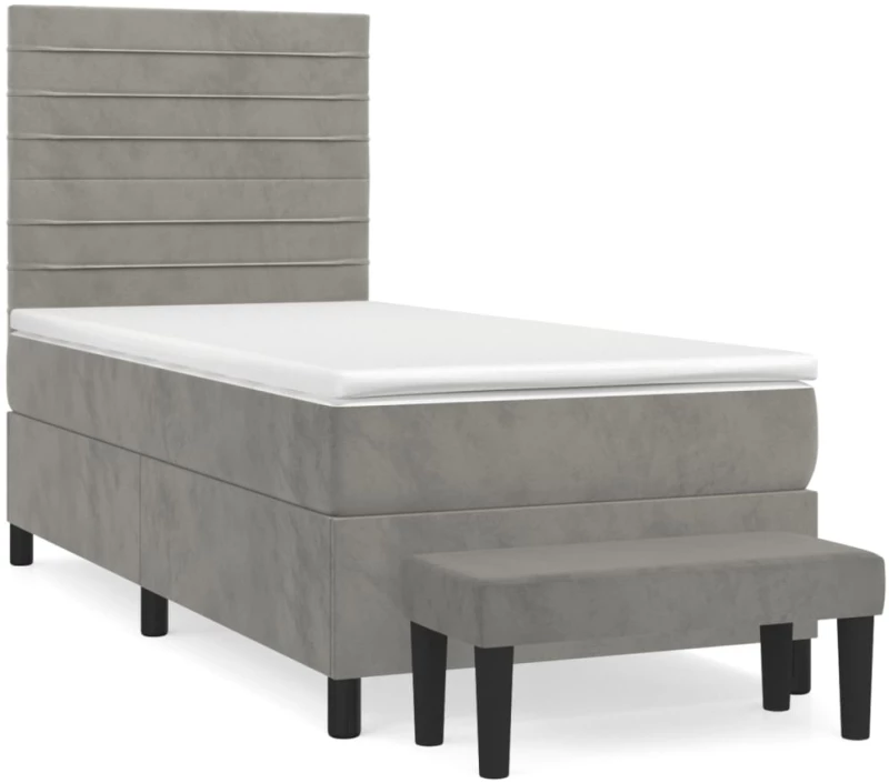 ΚΡΕΒΑΤΙ BOXSPRING ΜΕ ΣΤΡΩΜΑ ΑΝΟΙΧΤΟ ΓΚΡΙ 100X200 ΕΚ. ΒΕΛΟΥΔΙΝΟ 3137887