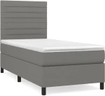 ΚΡΕΒΑΤΙ BOXSPRING ΜΕ ΣΤΡΩΜΑ ΣΚΟΥΡΟ ΓΚΡΙ 100X200 ΕΚ. ΥΦΑΣΜΑΤΙΝΟ 3141834