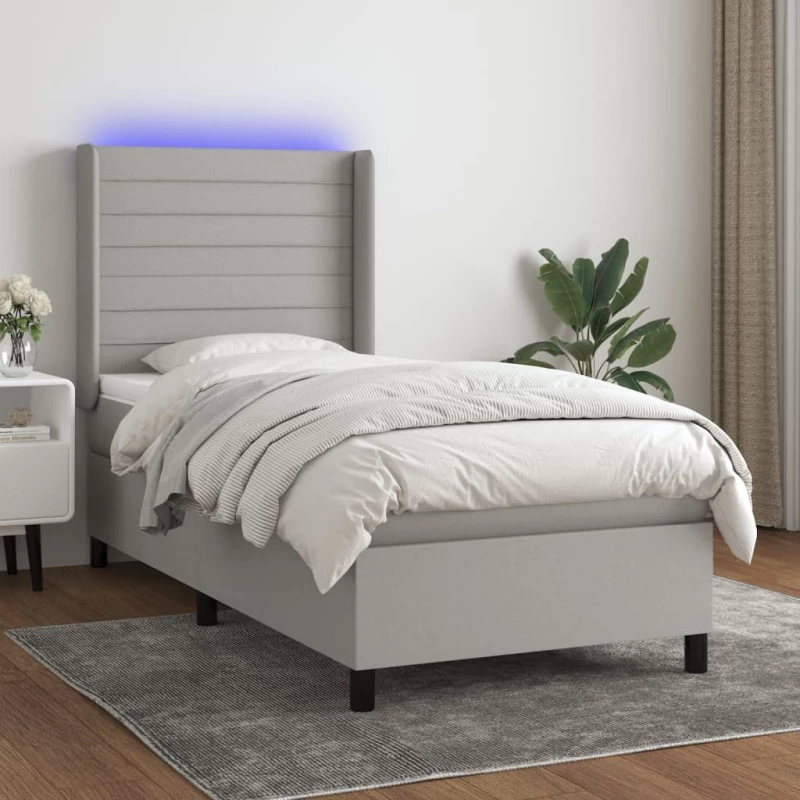 ΚΡΕΒΑΤΙ BOXSPRING ΜΕ ΣΤΡΩΜΑ & LED ΑΝ.ΓΚΡΙ 90X190 ΕΚ. ΥΦΑΣΜΑΤΙΝΟ 3138357