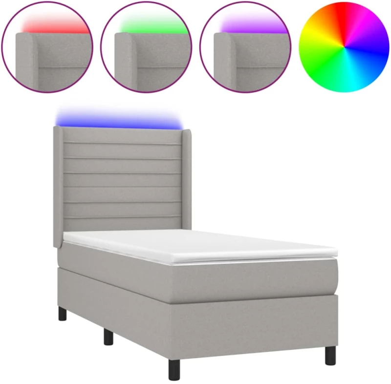 ΚΡΕΒΑΤΙ BOXSPRING ΜΕ ΣΤΡΩΜΑ & LED ΑΝ.ΓΚΡΙ 90X190 ΕΚ. ΥΦΑΣΜΑΤΙΝΟ 3138357