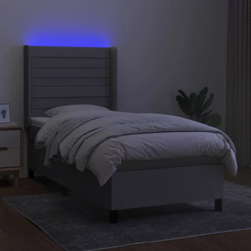 ΚΡΕΒΑΤΙ BOXSPRING ΜΕ ΣΤΡΩΜΑ & LED ΑΝ.ΓΚΡΙ 90X190 ΕΚ. ΥΦΑΣΜΑΤΙΝΟ 3138357