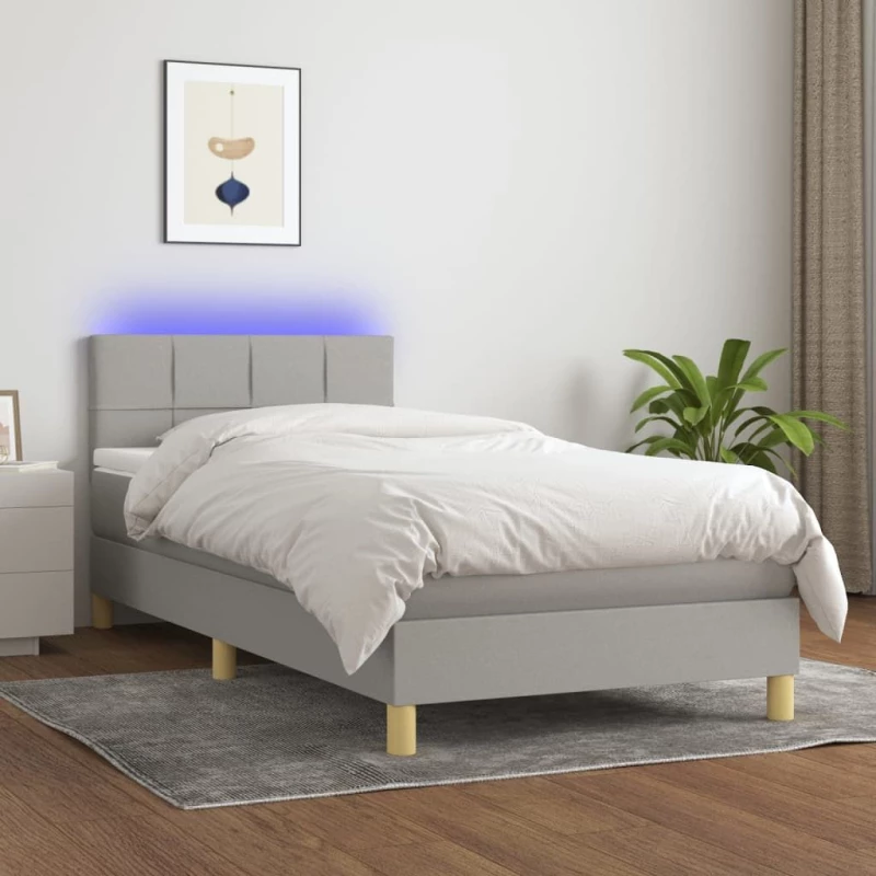 ΚΡΕΒΑΤΙ BOXSPRING ΜΕ ΣΤΡΩΜΑ & LED ΑΝ.ΓΚΡΙ 90X200 ΕΚ. ΥΦΑΣΜΑΤΙΝΟ 3133685